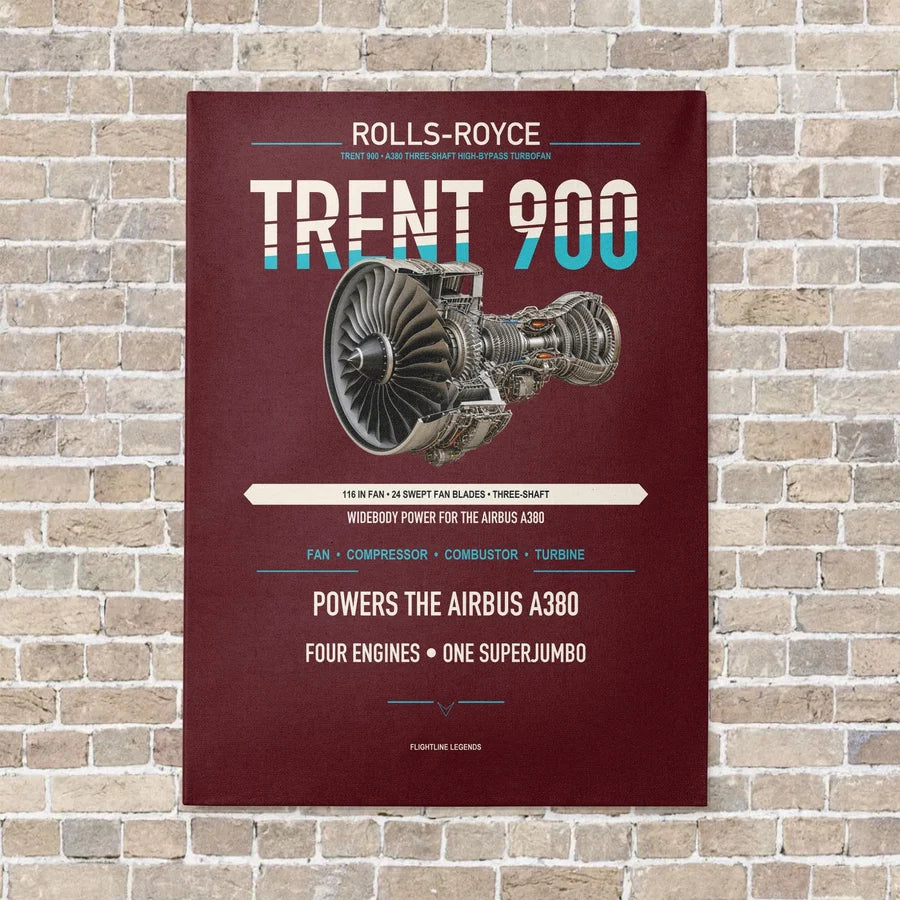 TRENT 900 vertical canvas print - no frame - dark red background