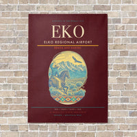 Thumbnail for Elko Regional Airport EKO vertical canvas print - no frame - dark red background
