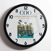 Thumbnail for Cadjehoun Airport (COO) design on light gray framed wall clock