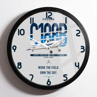 Thumbnail for Cessna A188B AgTruck design on light gray framed wall clock