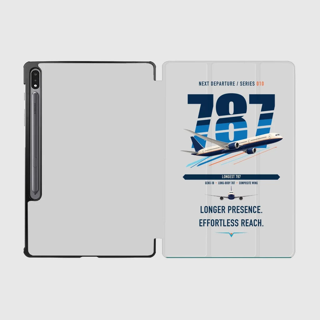 Boeing 787-10 Dreamliner design on light gray samsung tablet tablet case