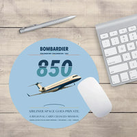 Thumbnail for Bombardier Challenger 850 design on light blue round mouse pad