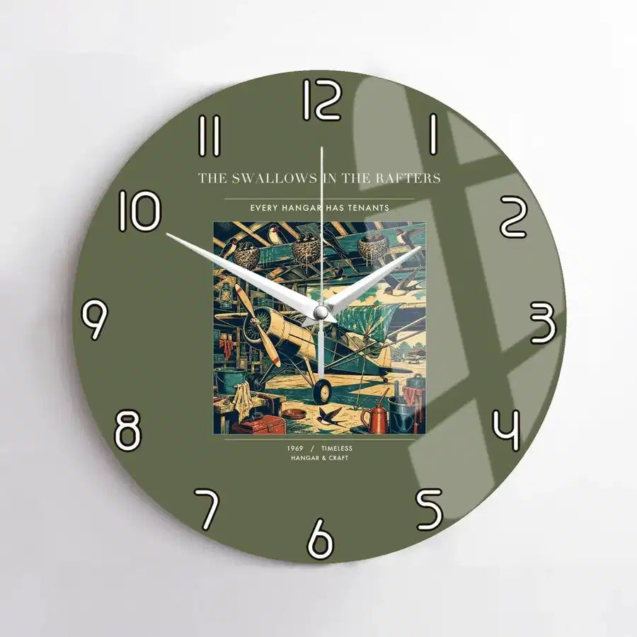 VINTAGE G4269 - The Swallows In The Rafters - Designed Wall Clocks design on greenarmy no-frame
