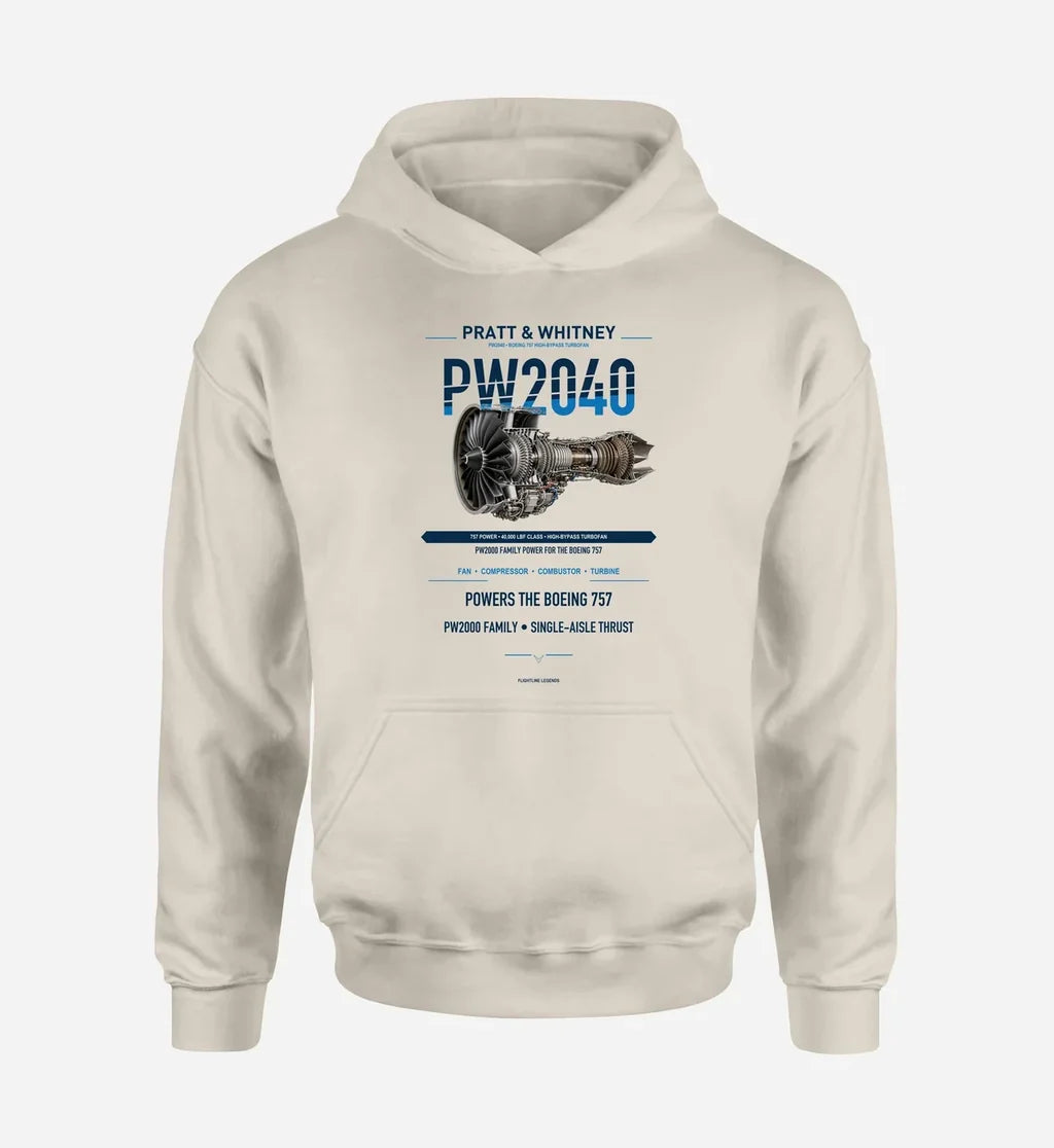 PW2040 design on khaki hoodie single side