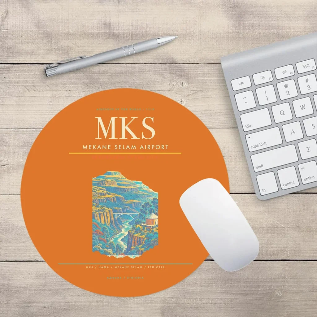 Mekane Selam Airport MKS Mouse-Pad Round - Orange