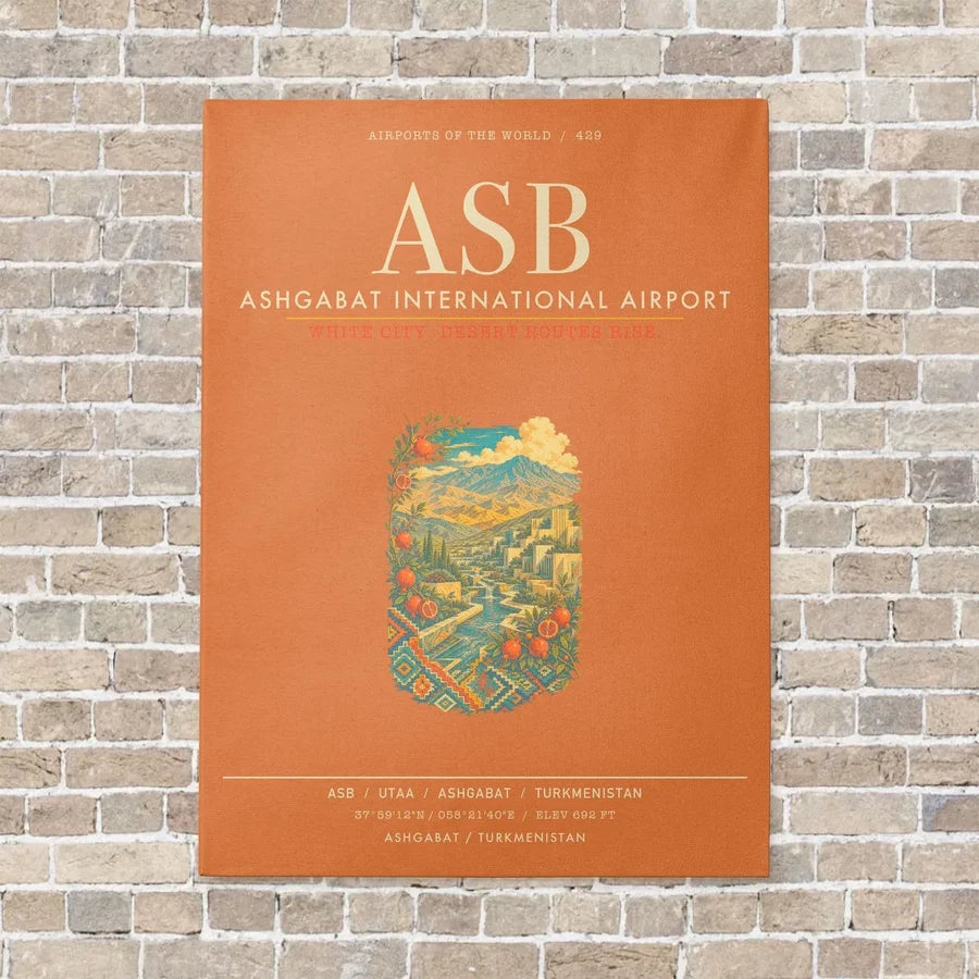 Ashgabat International Airport ASB - Canvas Framed - Orange