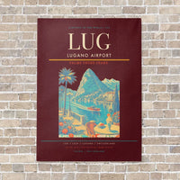 Thumbnail for Lugano Airport LUG vertical canvas print - no frame - dark red background