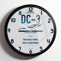 Thumbnail for Douglas DC-3 design on light gray framed wall clock