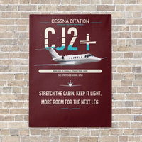 Thumbnail for Cessna Citation CJ2+ vertical canvas print - no frame - dark red background