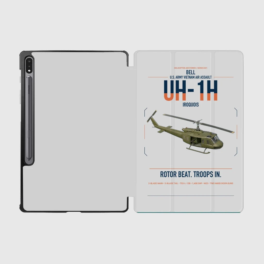 Bell UH-1H Iroquois design on light gray samsung tablet tablet case