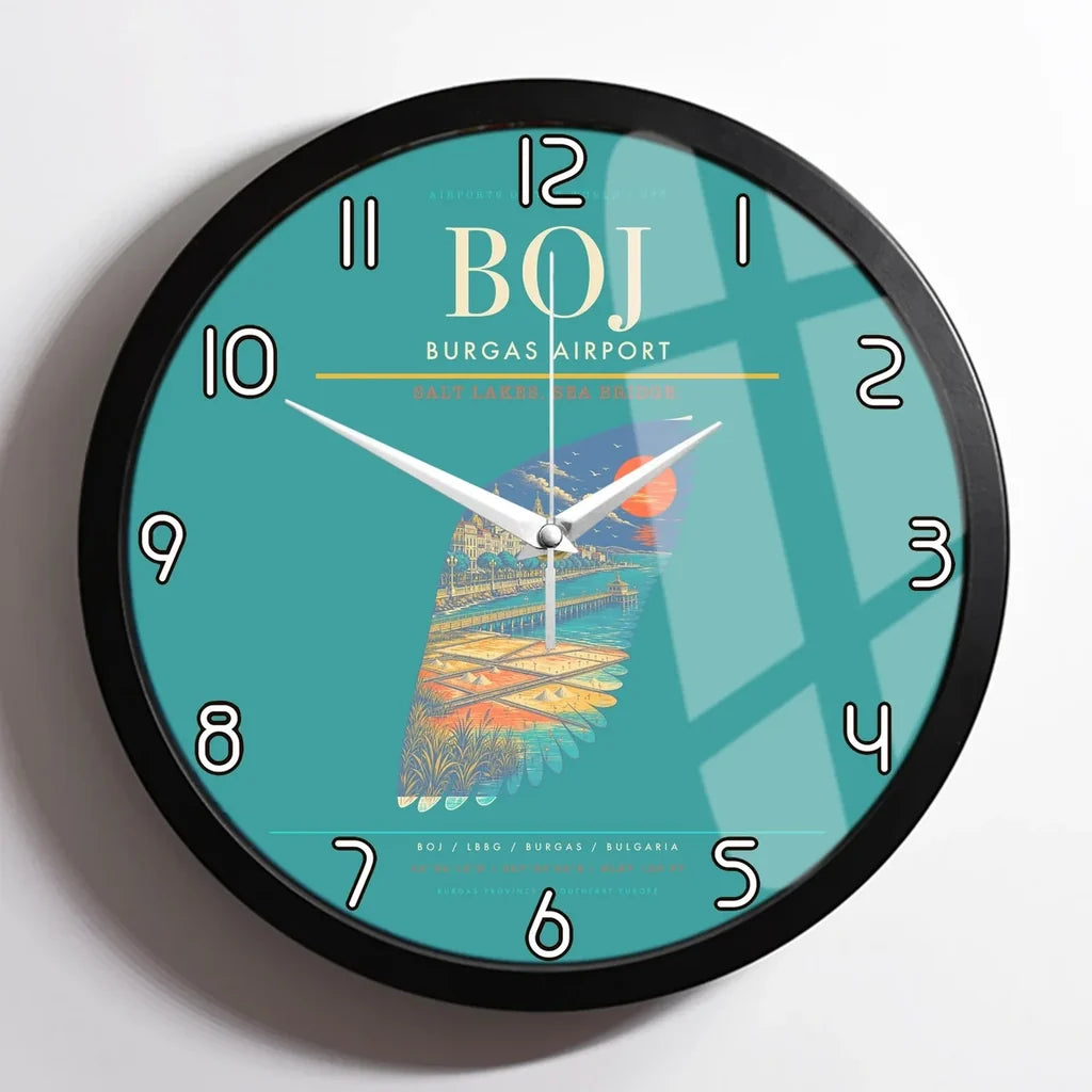 Burgas Airport BOJ Wall-Clock Framed - Turquoise