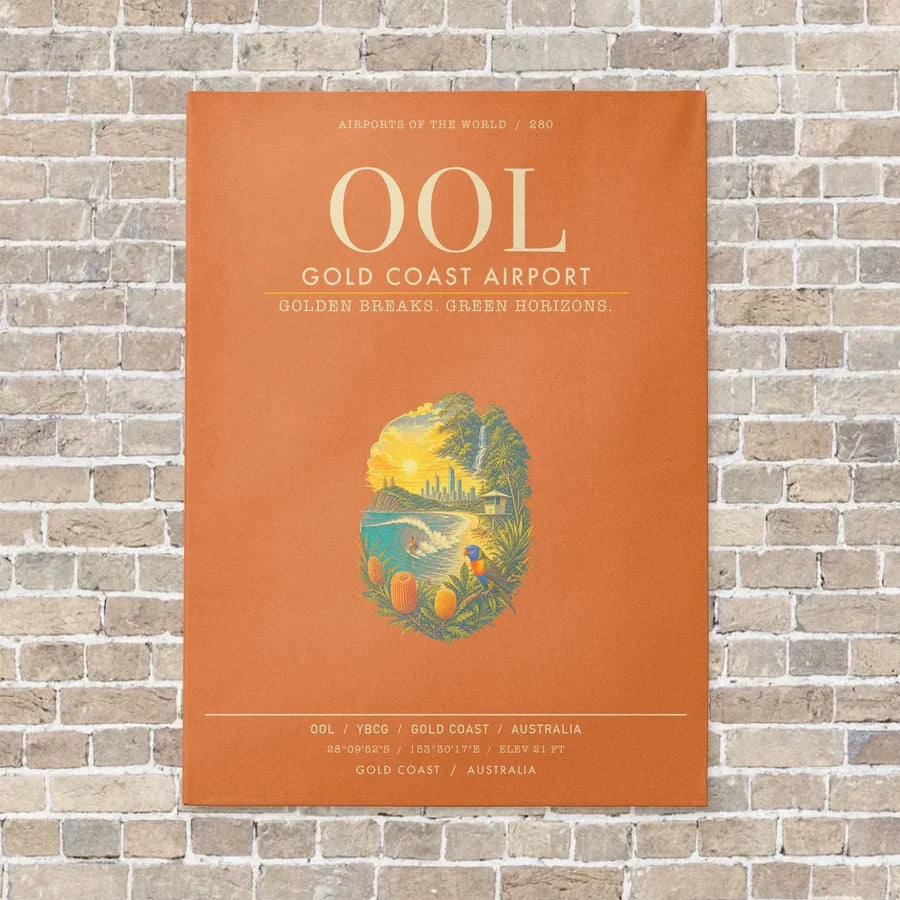 Gold Coast Airport OOL - Canvas Framed - Orange