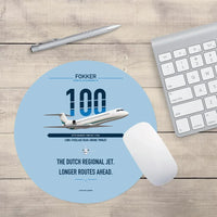 Thumbnail for Fokker 100 design on light blue round mouse pad