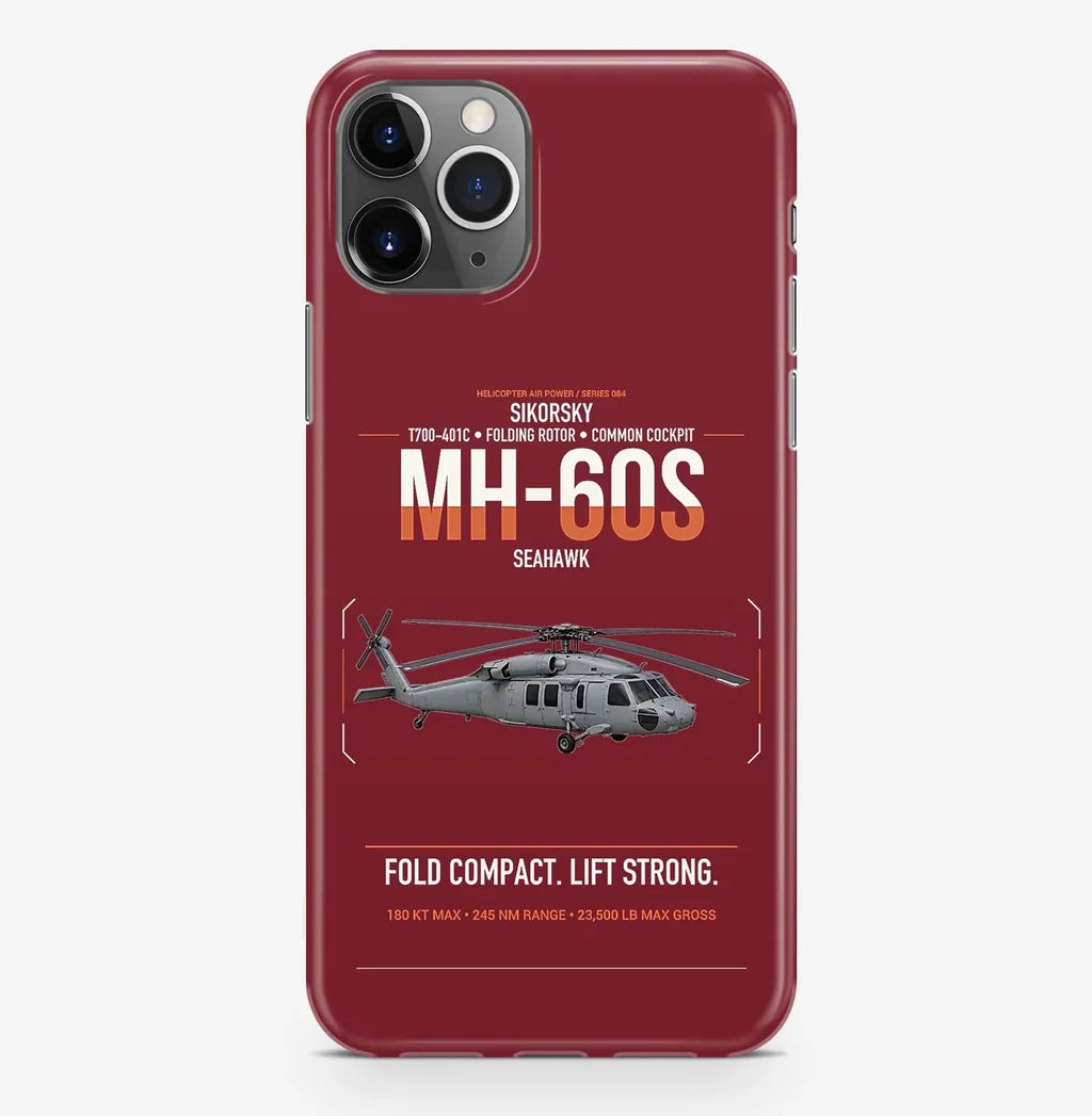 Sikorsky MH-60S Seahawk design on dark red magsafe iphone case, for iPhone Pro Max