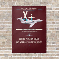 Thumbnail for Cessna Citation X+ vertical canvas print - no frame - dark red background