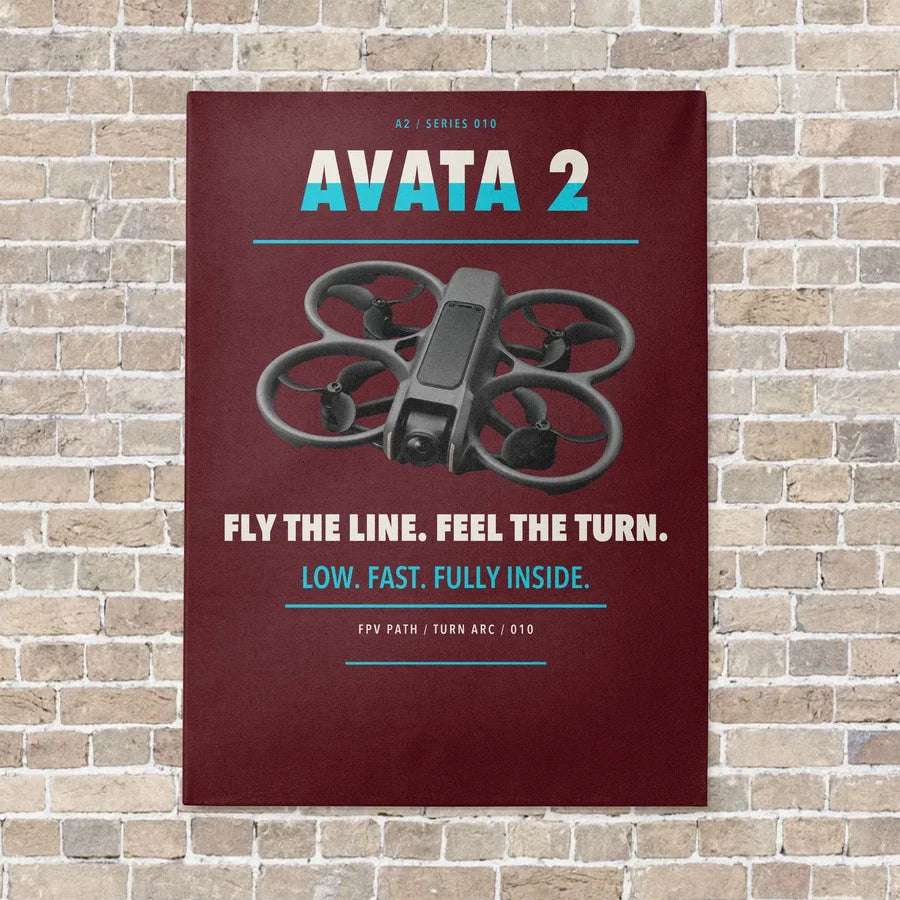 DJI Avata 2 vertical canvas print - no frame - dark red background
