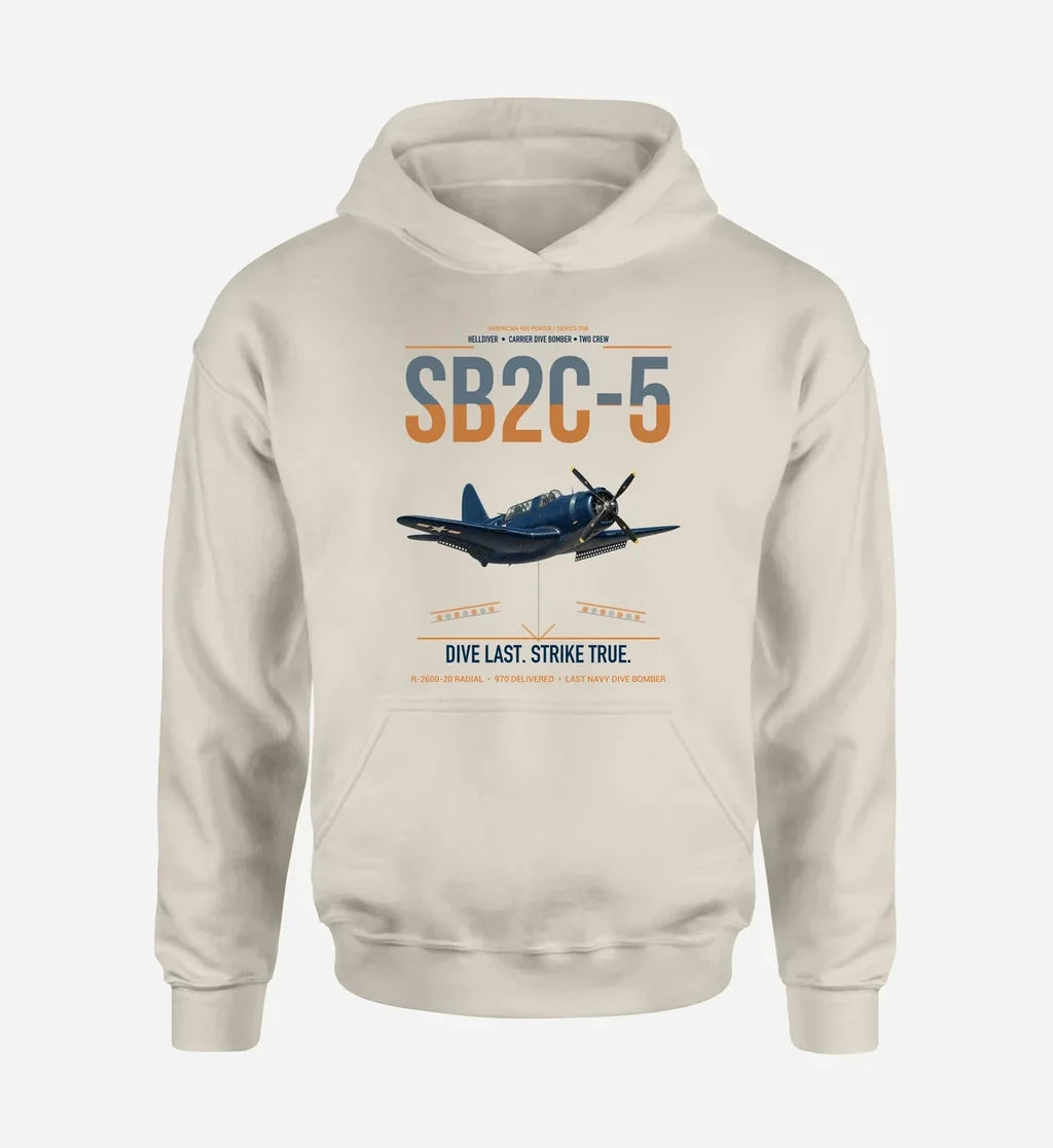 SB2C-5 Helldiver design on khaki double-side hoodie, single-side print