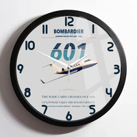 Thumbnail for Bombardier Challenger 601 design on light gray framed wall clock