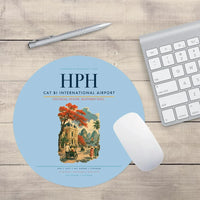 Thumbnail for Cat Bi International Airport (HPH) design on light blue round mouse pad