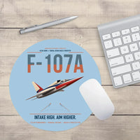 Thumbnail for F-107A Ultra Sabre design on light blue round mouse pad