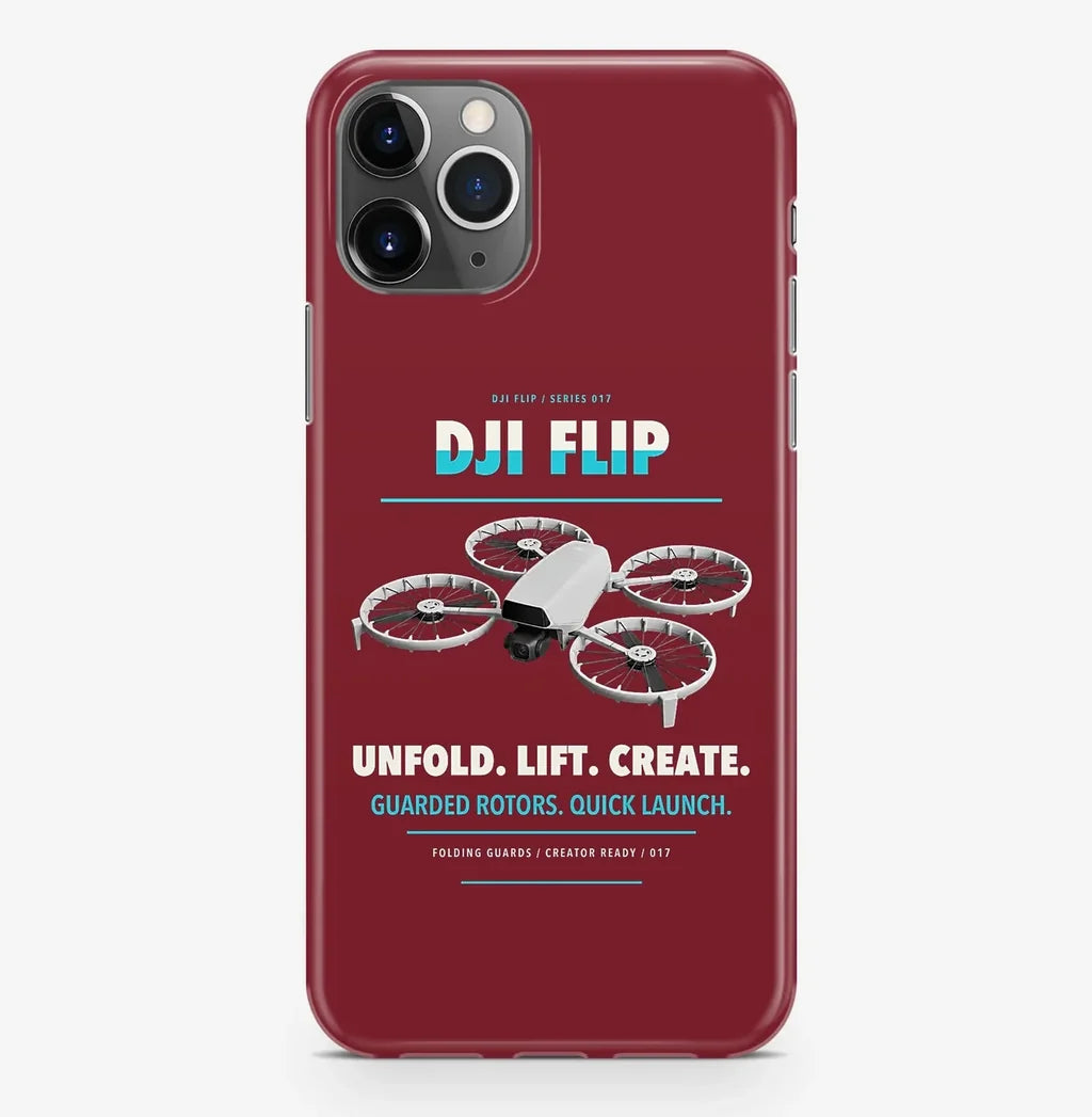 DJI Flip Case ProMax design on dark red iphone case promax