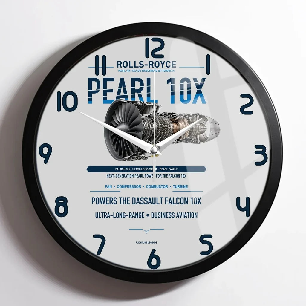 PEARL 10X design on light gray framed wall clock