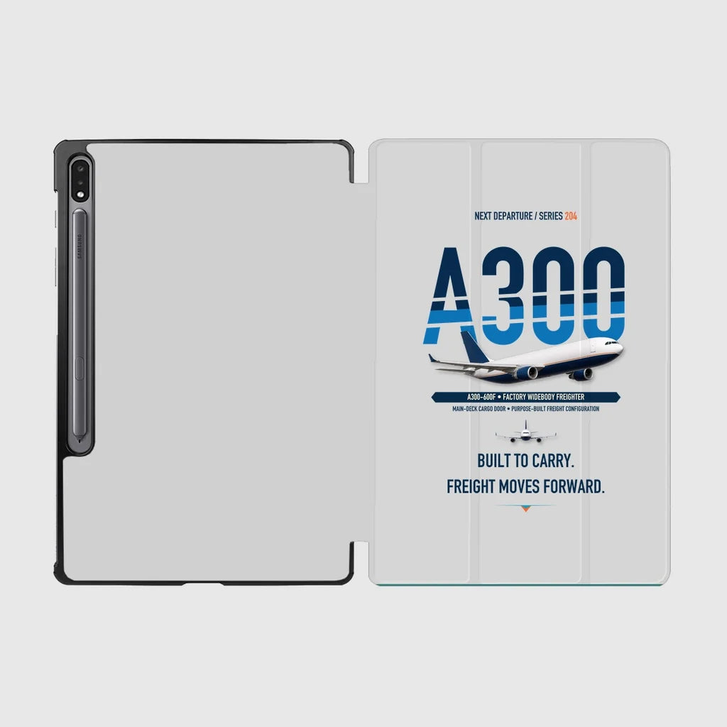 Airbus A300-600F design on light gray samsung tablet tablet case