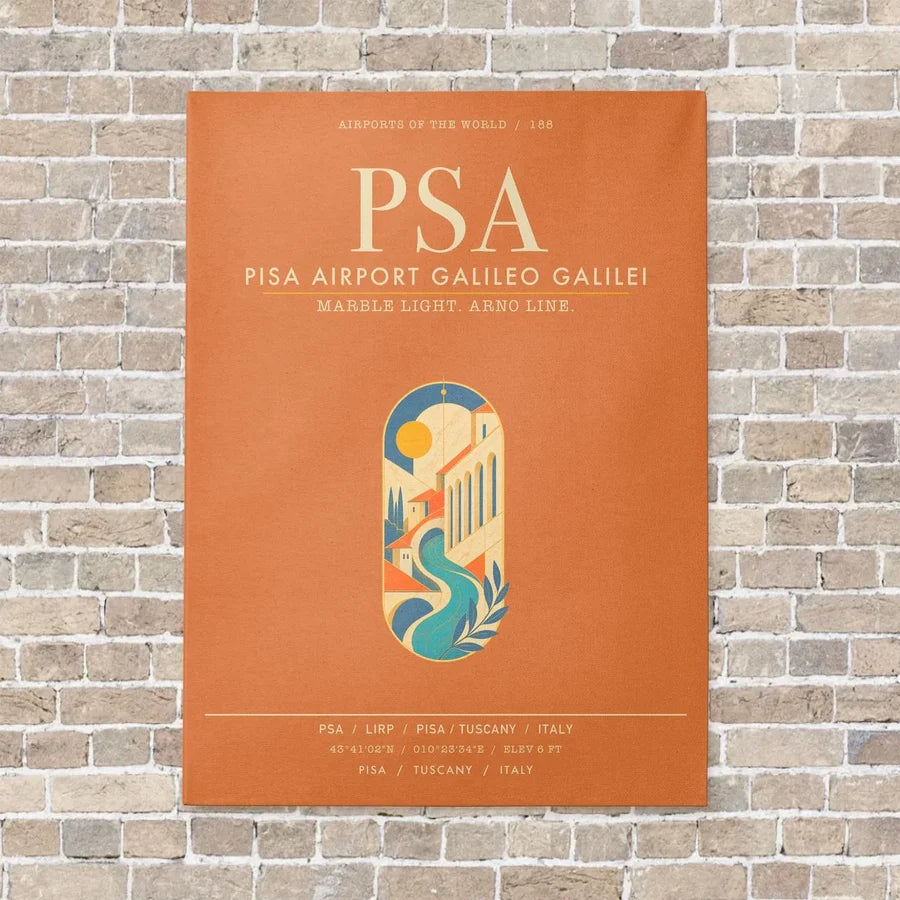 Pisa Airport Galileo Galilei PSA - Canvas Framed - Orange