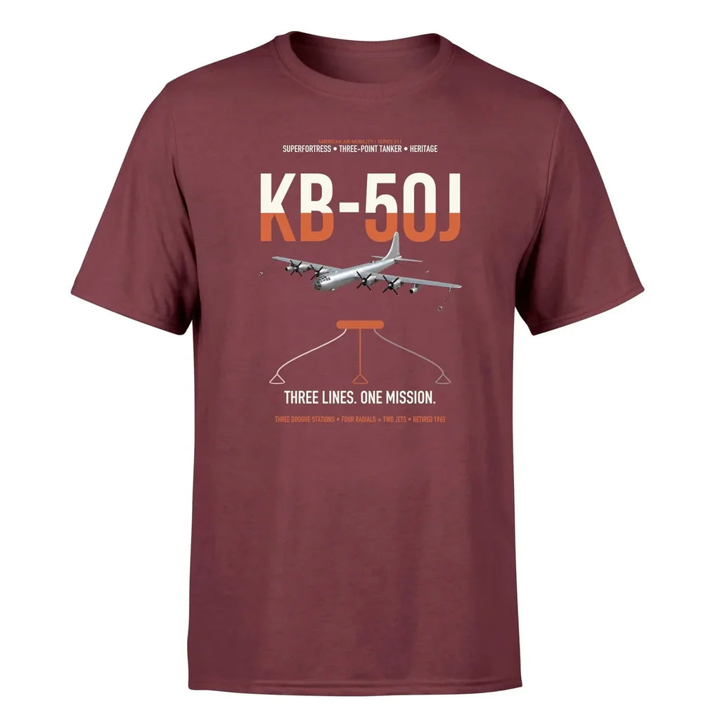 KB-50J Superfortress design on dark red double-side t-shirt, single-side print