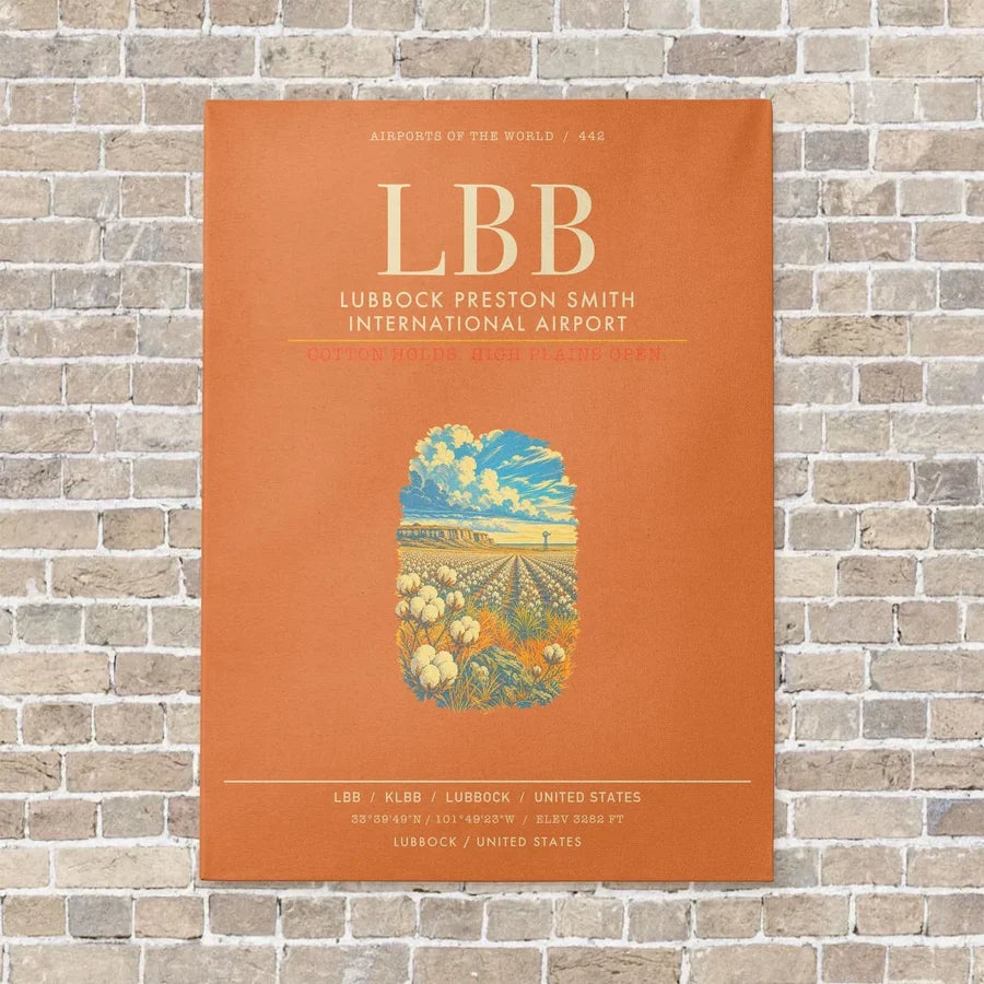 Lubbock Preston Smith International Airport LBB - Canvas Framed - Orange