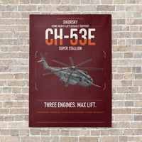 Thumbnail for Sikorsky CH-53E Super Stallion vertical canvas print - no frame - dark red background