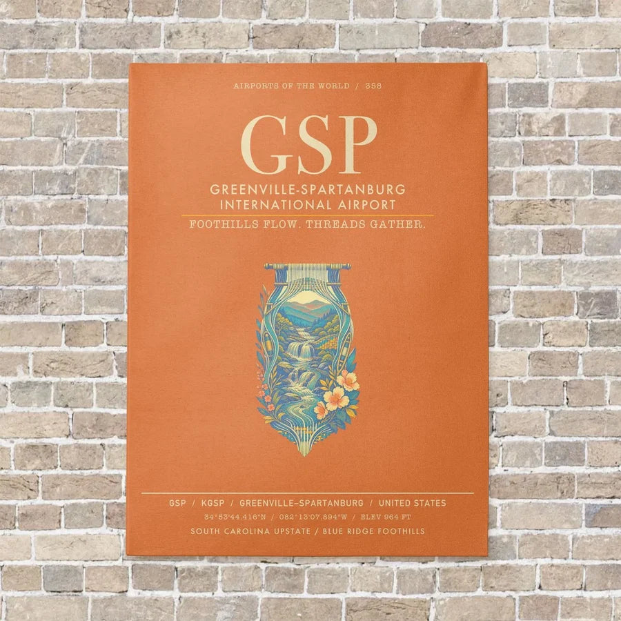 Greenville-Spartanburg International Airport GSP - Canvas Framed - Orange