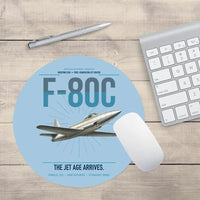 Thumbnail for F-80C Shooting Star design on light blue round mouse pad