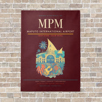 Thumbnail for Maputo International Airport MPM vertical canvas print - no frame - dark red background