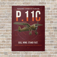 Thumbnail for PZL P.11c vertical canvas print - no frame - dark red background