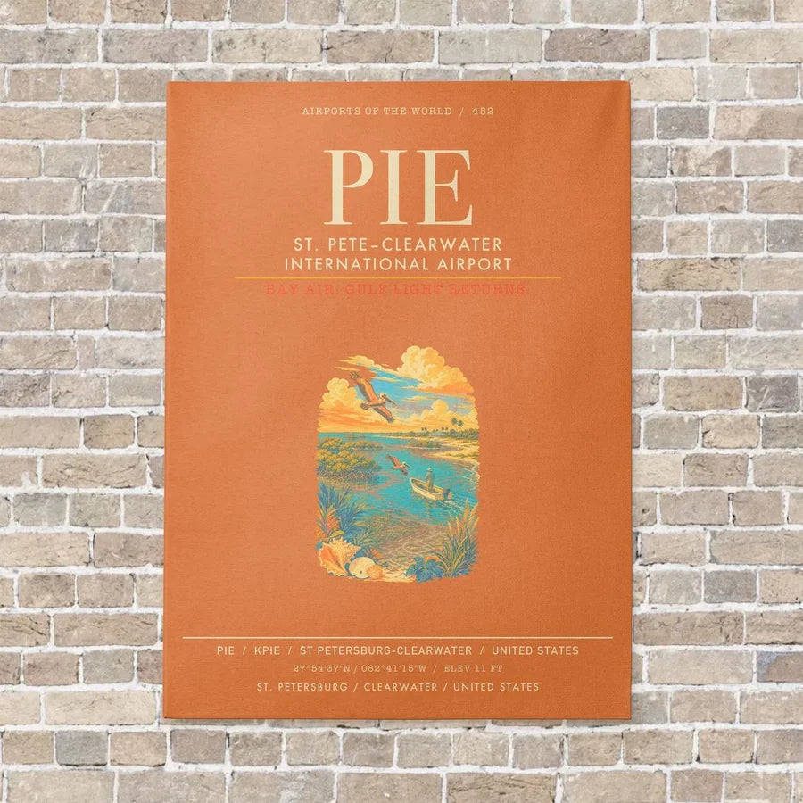 St. PeteClearwater International Airport PIE - Canvas Framed - Orange