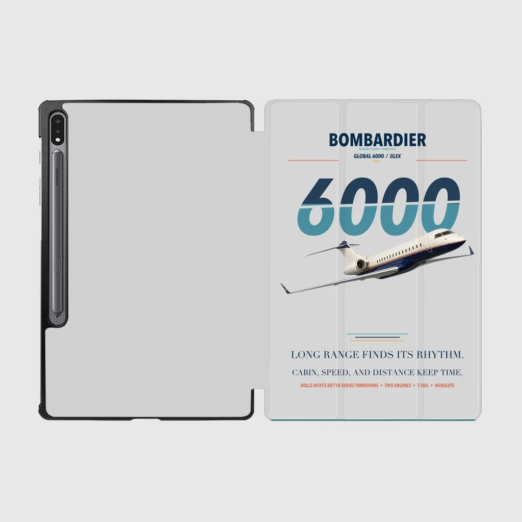 Bombardier Global 6000 design on light gray samsung tablet tablet case