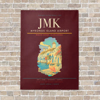Thumbnail for Mykonos Island Airport JMK vertical canvas print - no frame - dark red background
