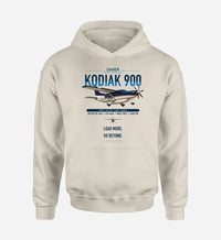 Thumbnail for Daher Kodiak 900 design on khaki double-side hoodie, single-side print