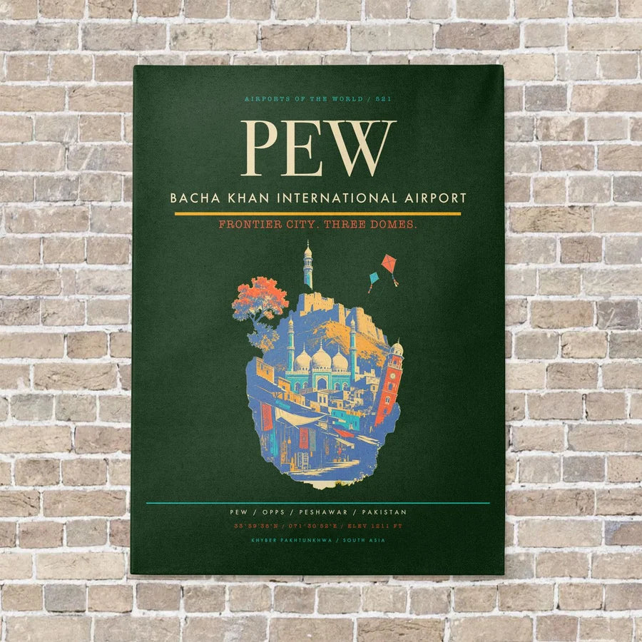 Bacha Khan International Airport PEW - Canvas No Frame - Dark Green