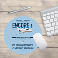 Thumbnail for Cessna Citation Encore+ design on light blue round mouse pad