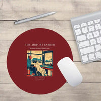 Thumbnail for VINTAGE G4377 - The Airport Barber - Designed Mouse Pads design on darkred round