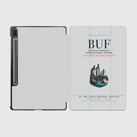 Thumbnail for Buffalo Niagara International Airport (BUF) design on light gray samsung tablet tablet case