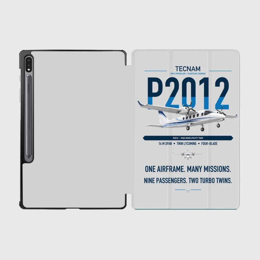 Tecnam P2012 Traveller design on light gray samsung tablet tablet case