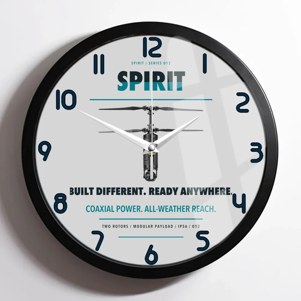 Ascent AeroSystems Spirit design on light gray framed wall clock