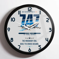 Thumbnail for Boeing 747-200B design on light gray framed wall clock