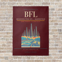 Thumbnail for Meadows Field BFL — Bakersfield vertical canvas print - no frame - dark red background