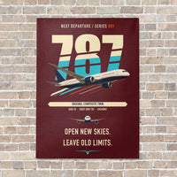 Thumbnail for Boeing 787-8 Dreamliner vertical canvas print - no frame - dark red background