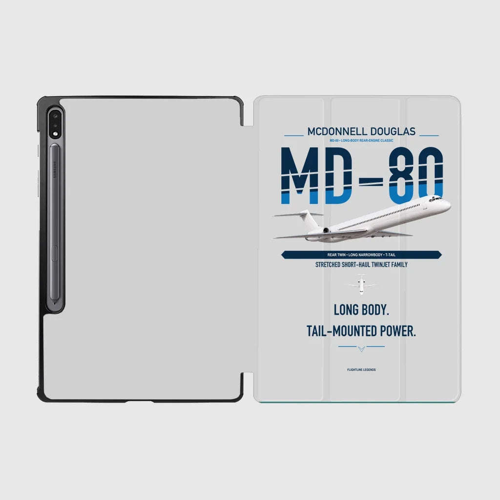 McDonnell Douglas MD-80 design on light gray samsung tablet tablet case