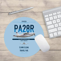 Thumbnail for Piper PA-28R Arrow III design on light blue round mouse pad